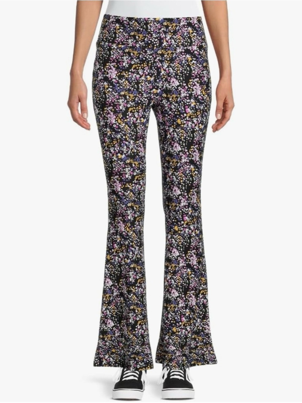 No Boundaries Boho Hipster Floral Flare Stretch Pants Blue SZ XL Juniors
